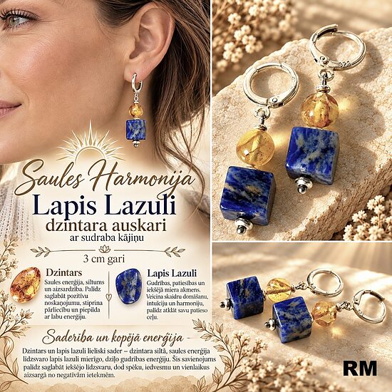 Lapis Lazuli Dzintara auskari!