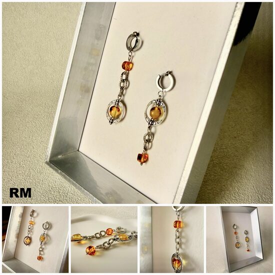  Asimetriski auskari ar dzintarie Nr1!