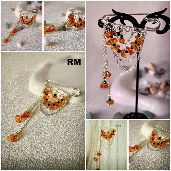 Broša "Skariņa" ar dzintariem NR1!