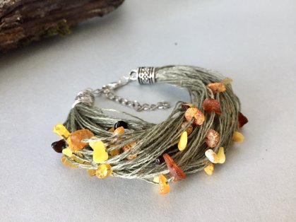 ✨Olīvzaļa lina diega  rokassprādze "Diedziņrotas"! 