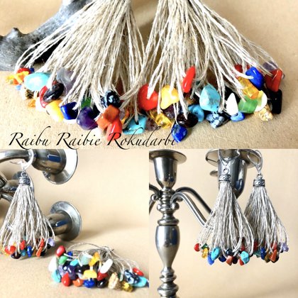 "Diedziņrotas" auskari ar jauktajiem/krāsainiem akmeņiem!