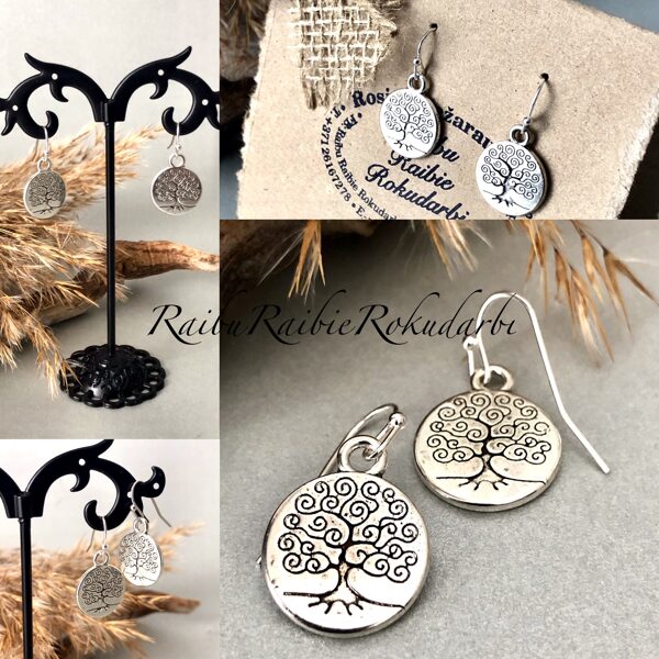 Auskari ar Dzīvības koka simbolu.